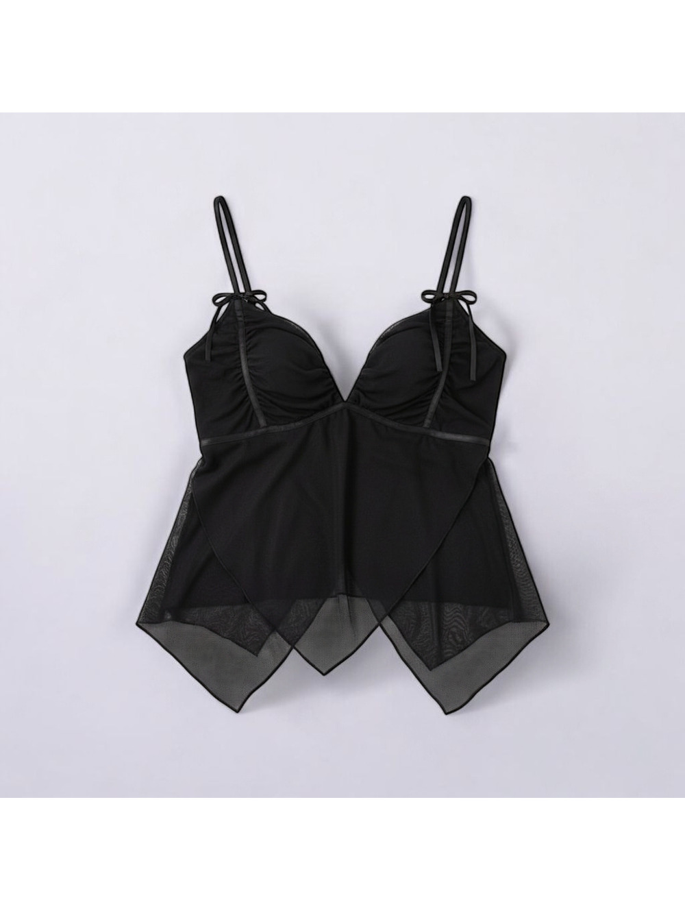 Tiger Mist Shaye Black Sheer Mesh Spaghetti Strap Top Medium